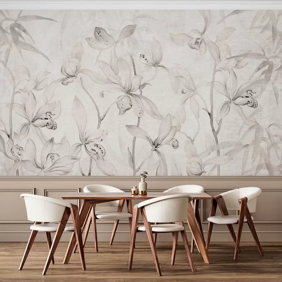 wall murals Wild orchids, shades of beige w03933v1