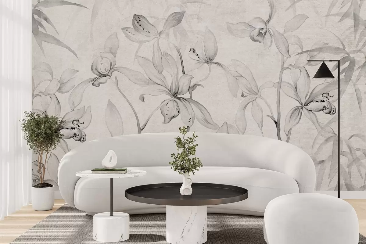 wall murals Wild orchids, monochrome shades w03933v2