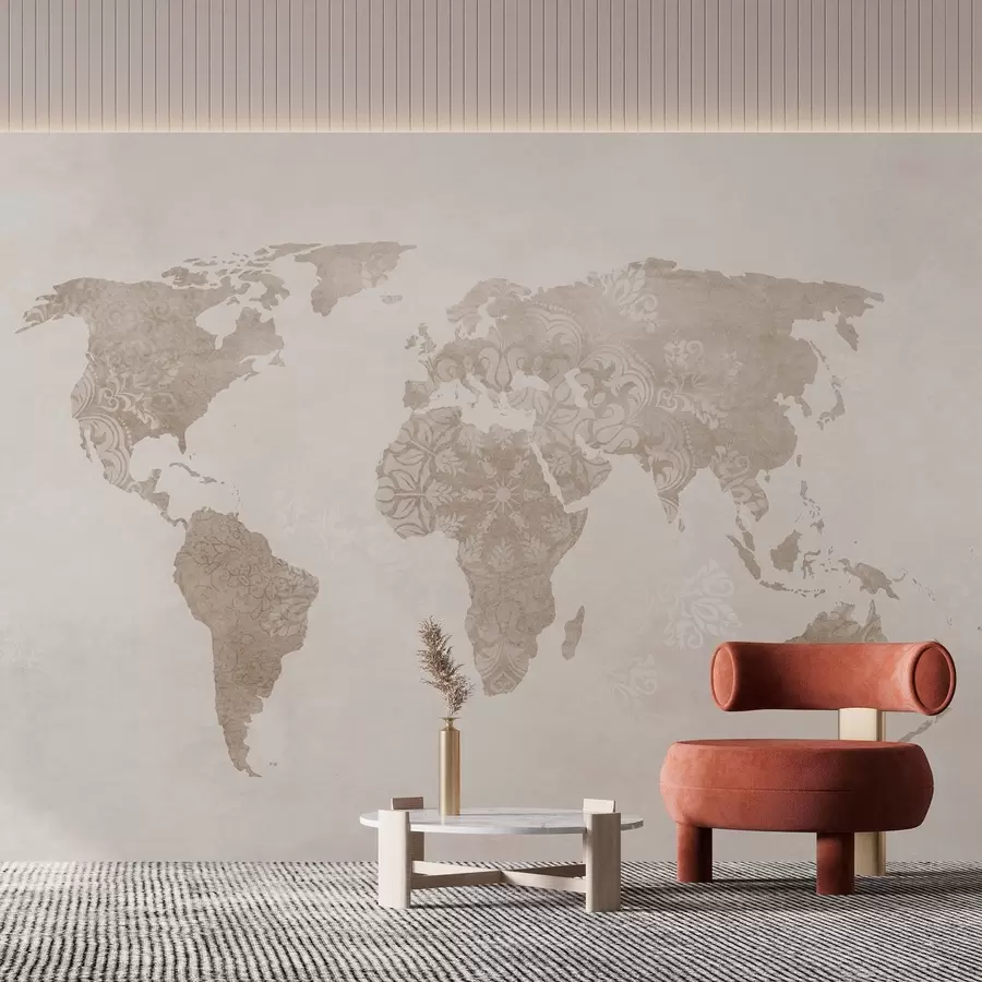 wall murals World map with pattern w03954