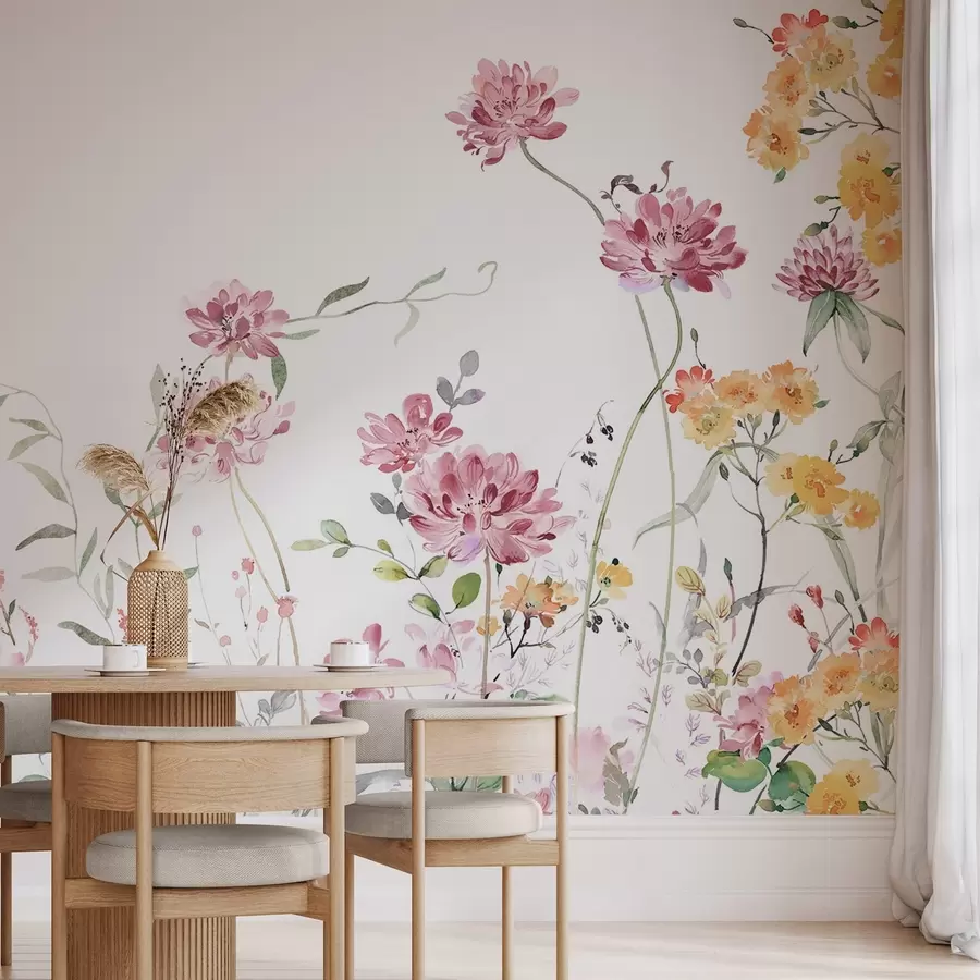 wall murals Delicate wild flowers imitation of watercolor w03957