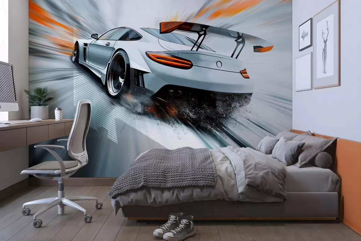 wall murals a dynamic sports car that rushes through space w04074