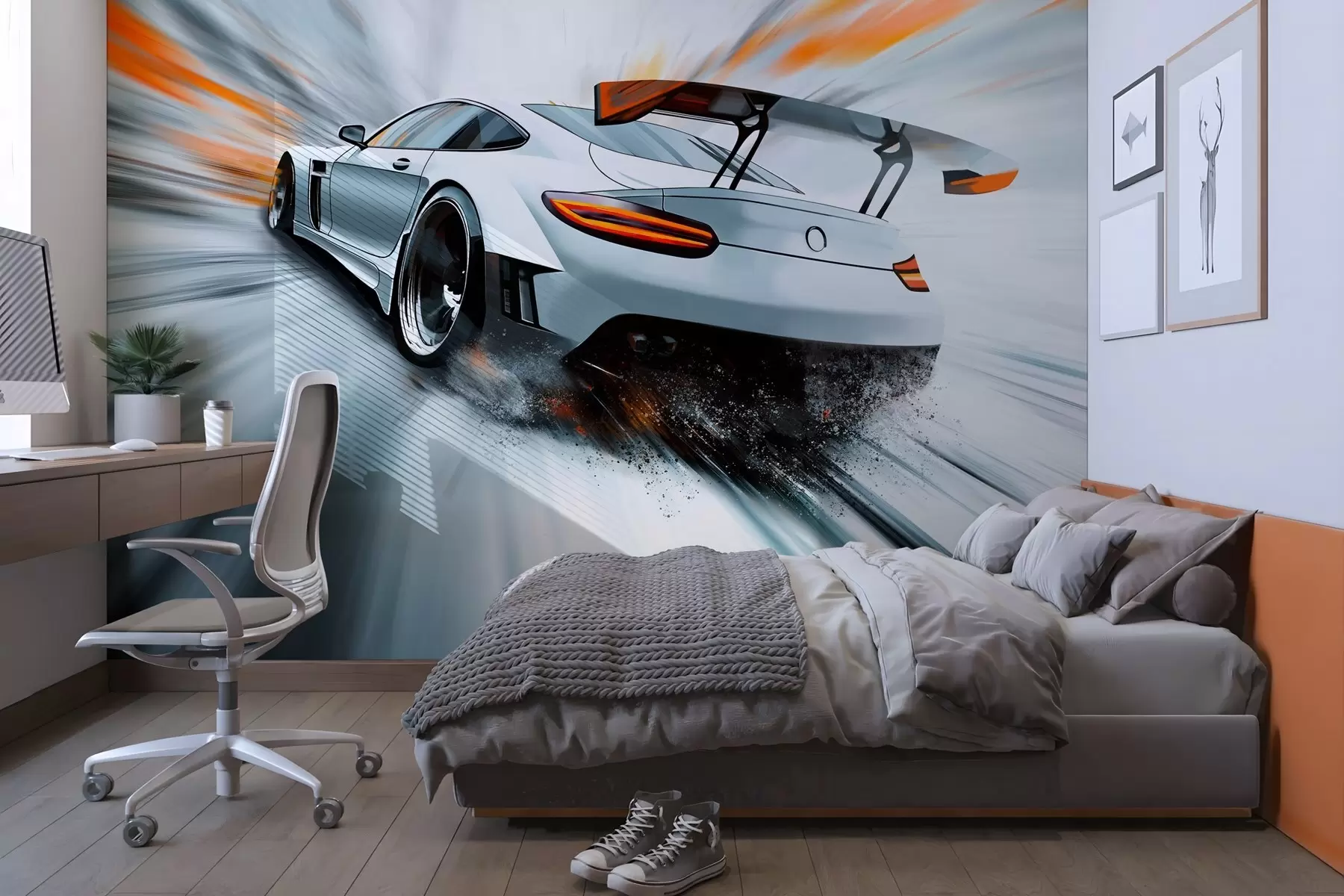 wall murals a dynamic sports car that rushes through space w04074