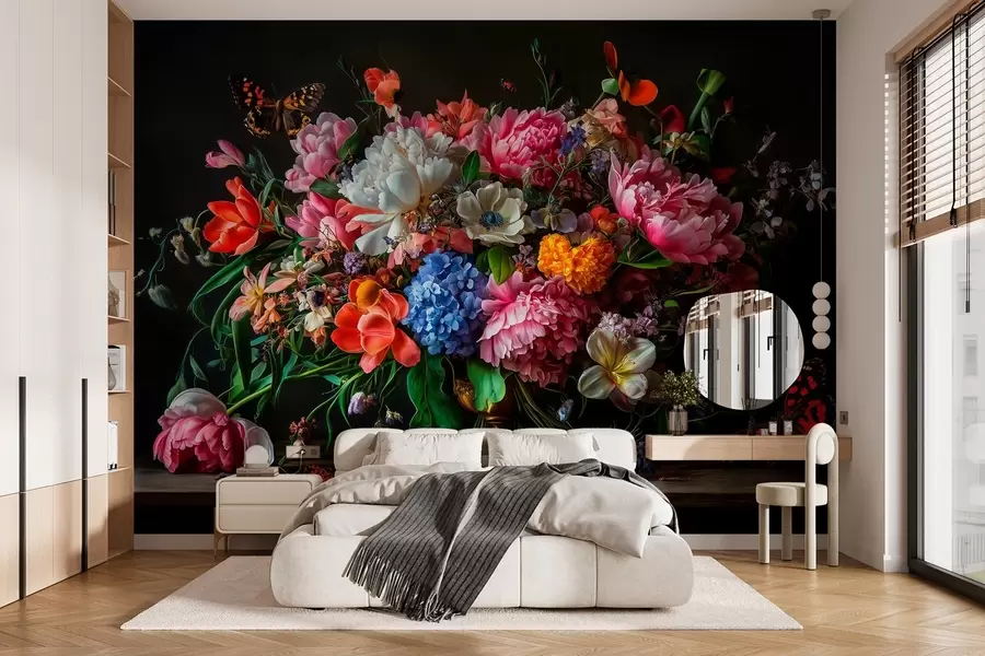wall murals 
bouquet in the style of Dutch oil painting of the XVII century with a luxurious floral composition. w04078