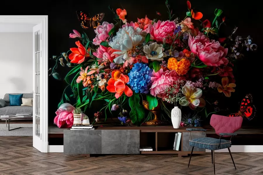wall murals 
bouquet in the style of Dutch oil painting of the XVII century with a luxurious floral composition. w04078