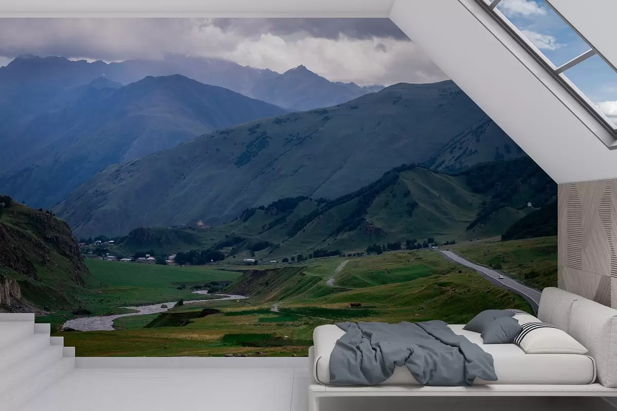 wall murals Georgia landscapes, mountains, road trip, realism w04097