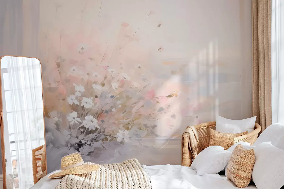 wall murals Bouquet of flowers by the window imitation of painting w04101