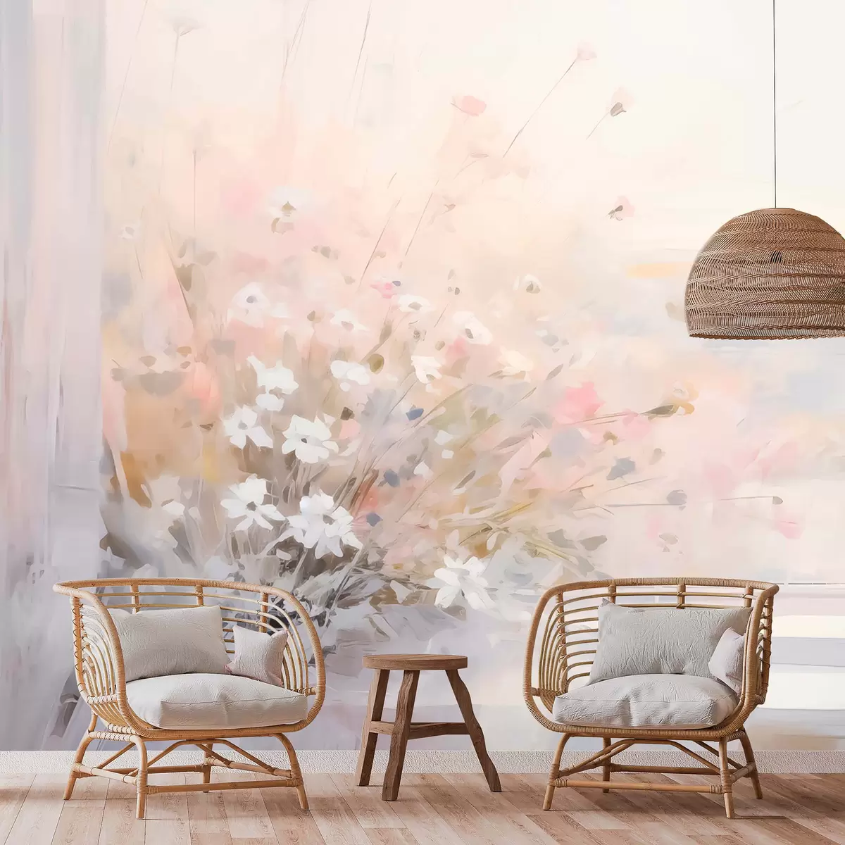 wall murals Bouquet of flowers by the window imitation of painting w04101
