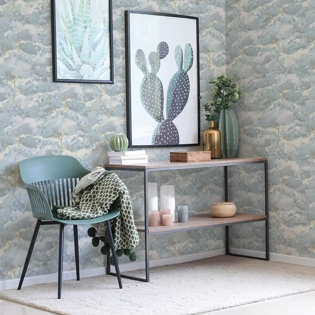 Wallpaper Light blue tree pattern in Scandinavian style a00170v2