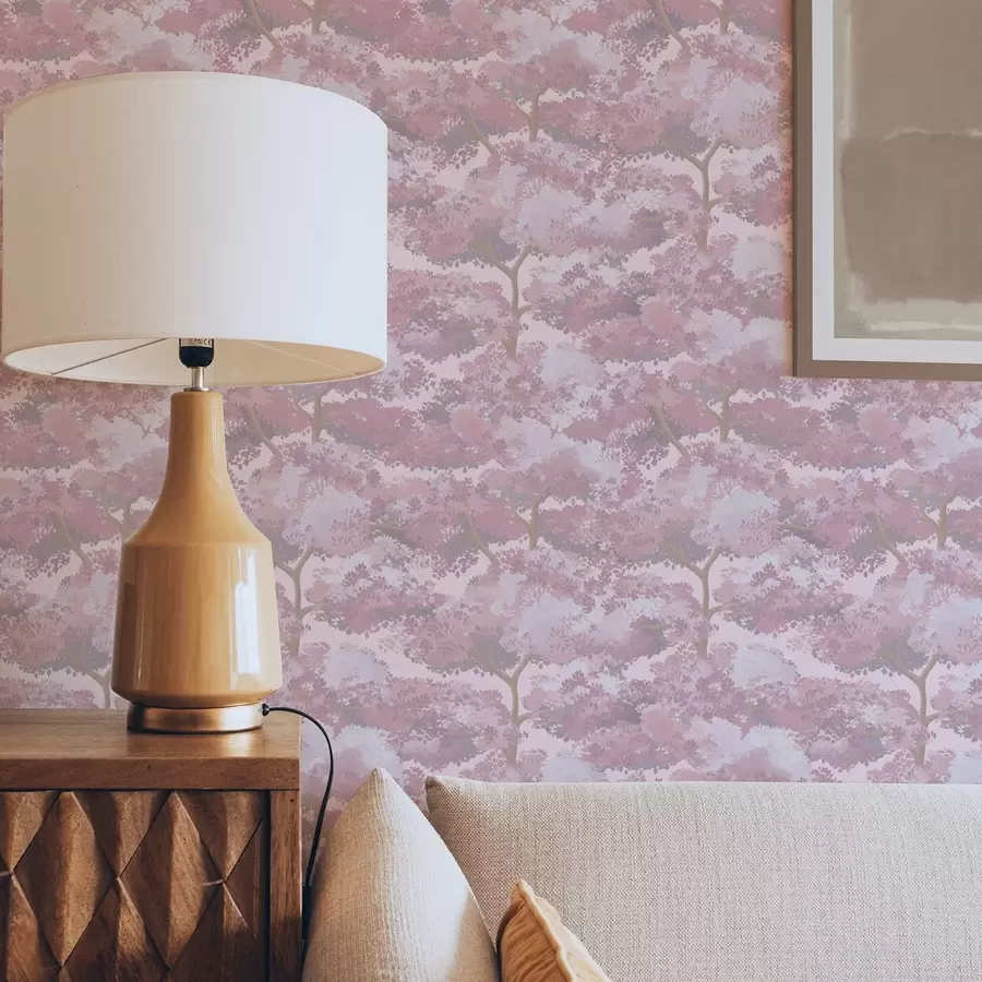 wall murals Deep blue landscape with trees in night tones a00170v4