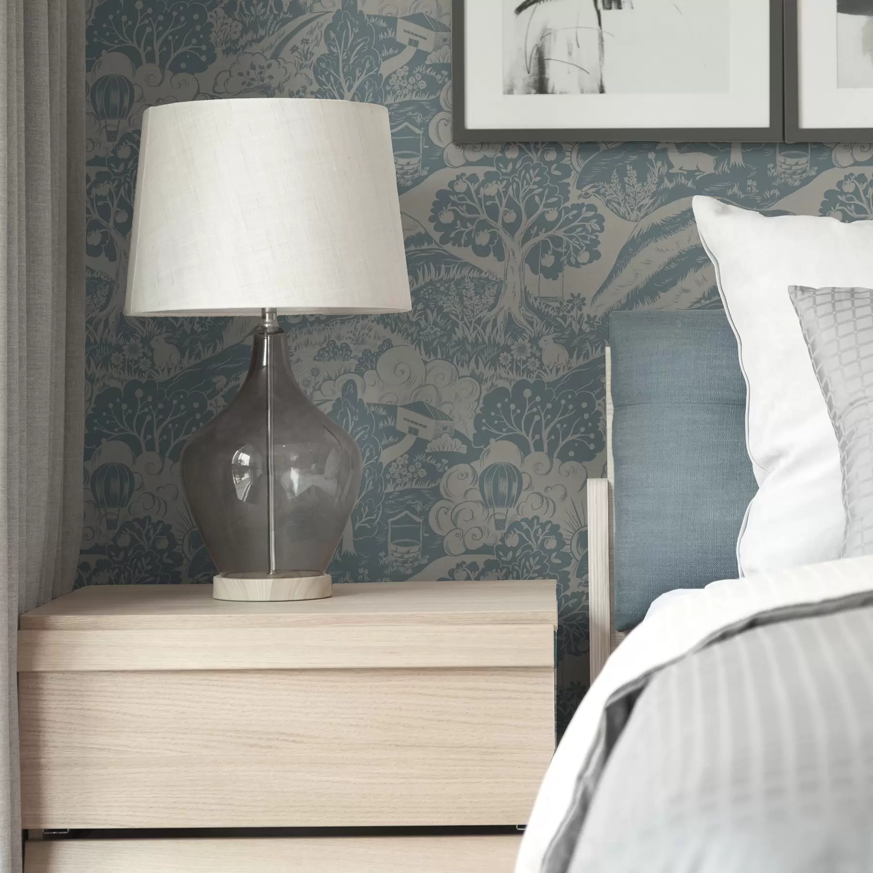 wall murals Fairy forest with animals in the style of children's illustration a00172