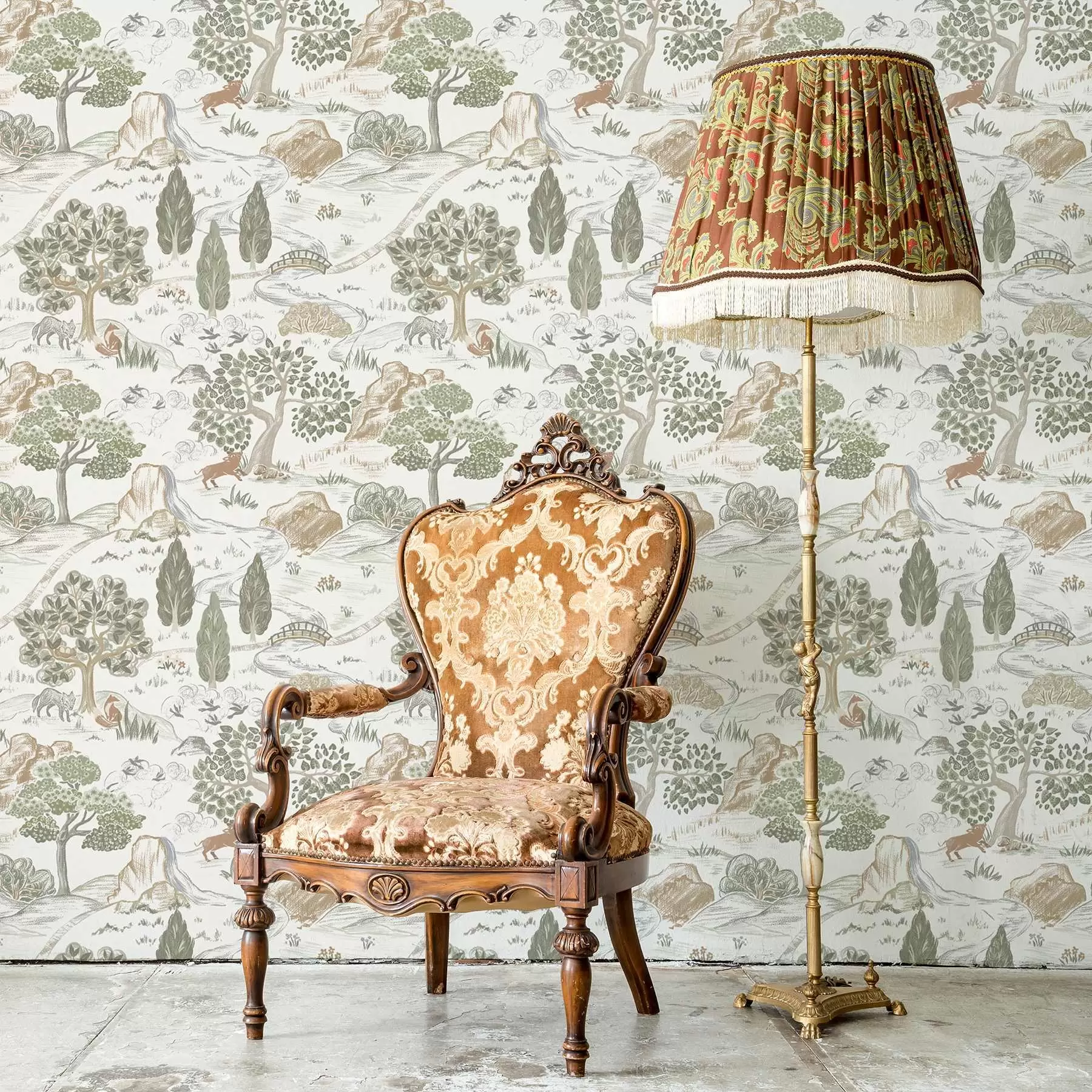 wall murals Fairy tale map of nature with animals and trees a00177