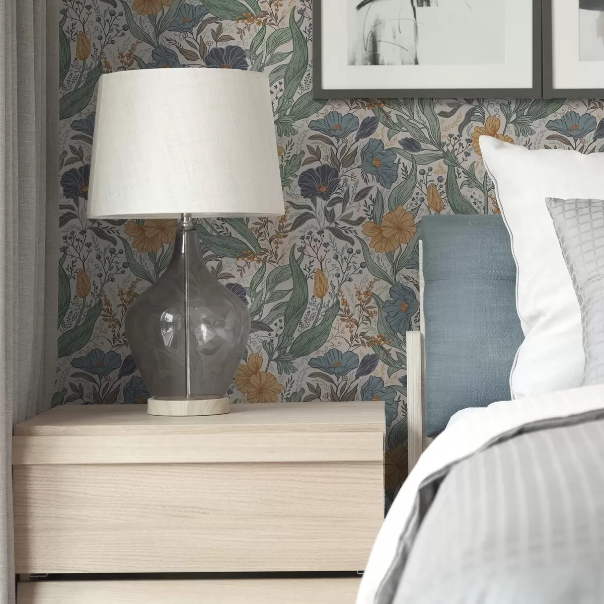 Wallpaper Hand-drawn illustration of meadow flowers in warm colors a00180