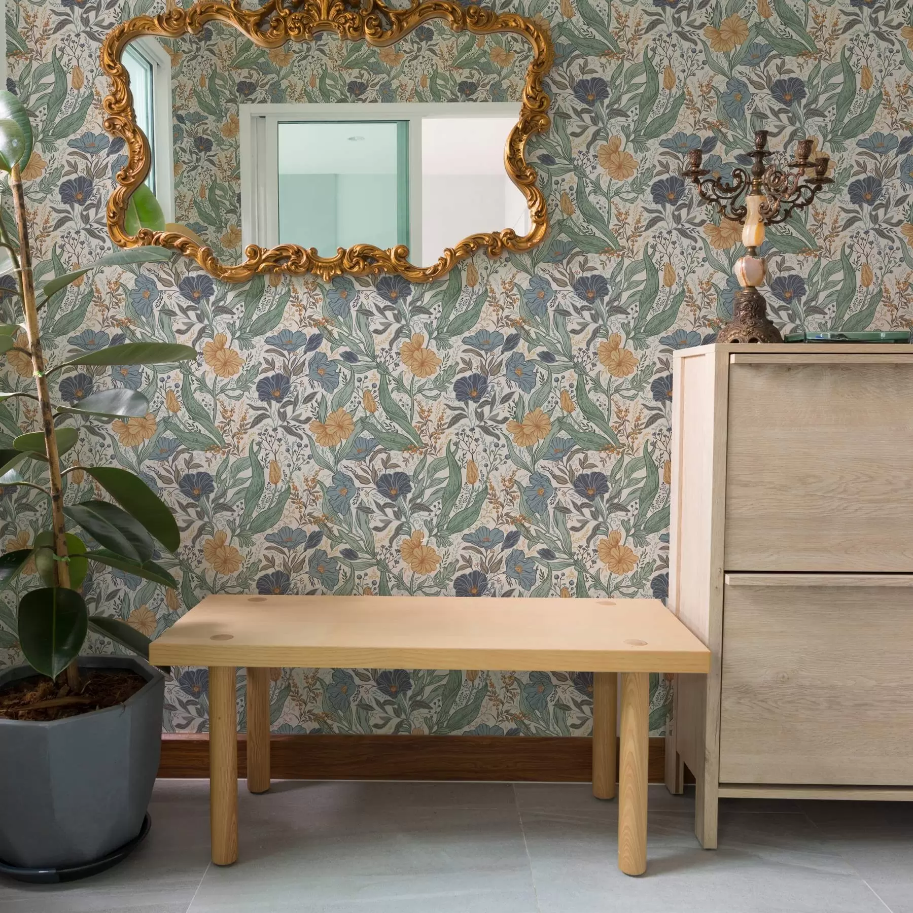 wall murals Hand-drawn illustration of meadow flowers in warm colors a00180