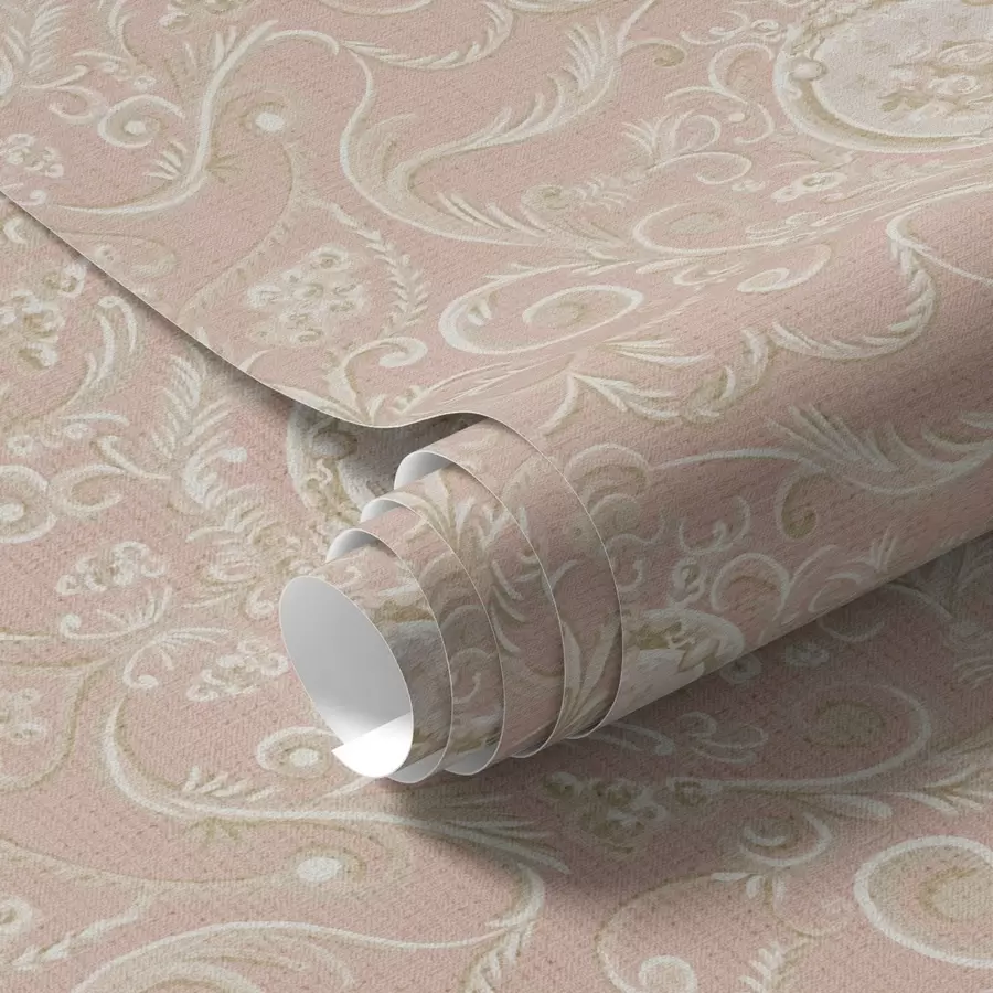 wall murals Pink classic pattern with medallions and flowers a00185