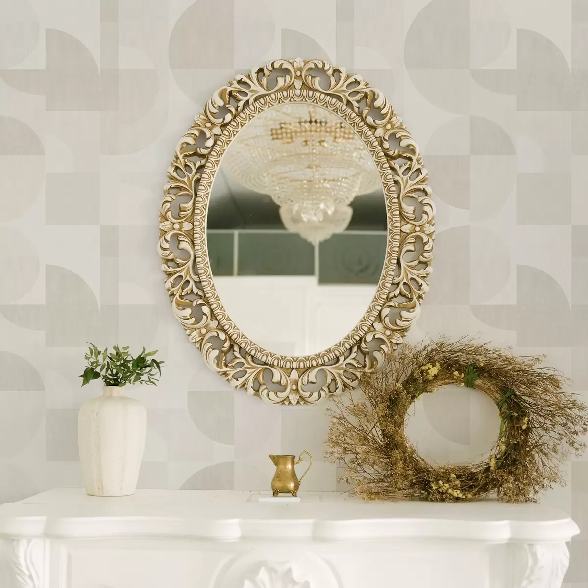 Wallpaper Minimalistic geometry in light cream palette a00189