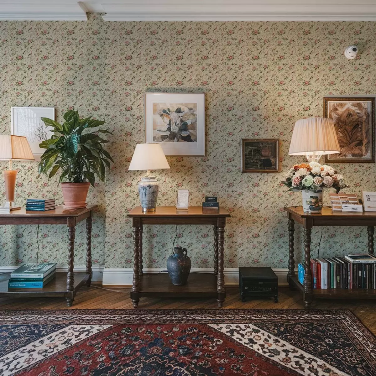 Wallpaper Pastel pink roses and birds in shabby chic style a00201