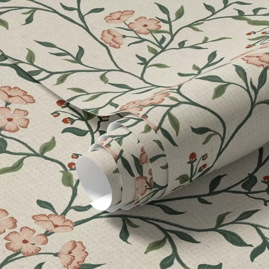 wall murals Openwork branches with coral flowers, floral pattern a00221