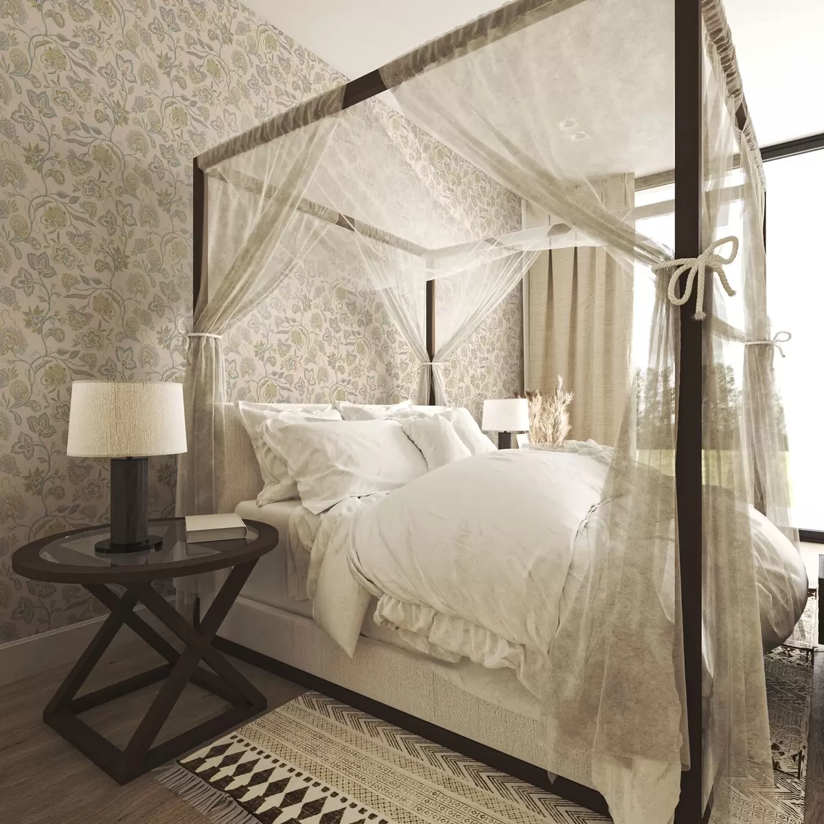 Wallpaper Ornamental flowers in pastel colors, vintage style a00222