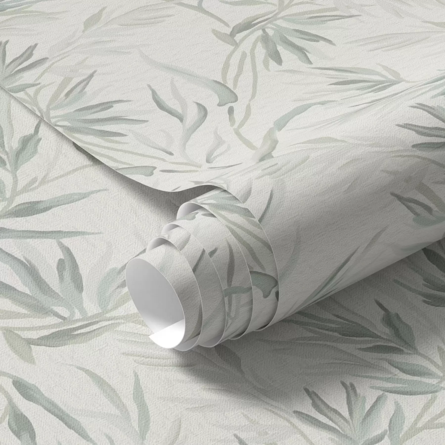 wall murals Watercolor leaves in cold shades, minimalist design a00225