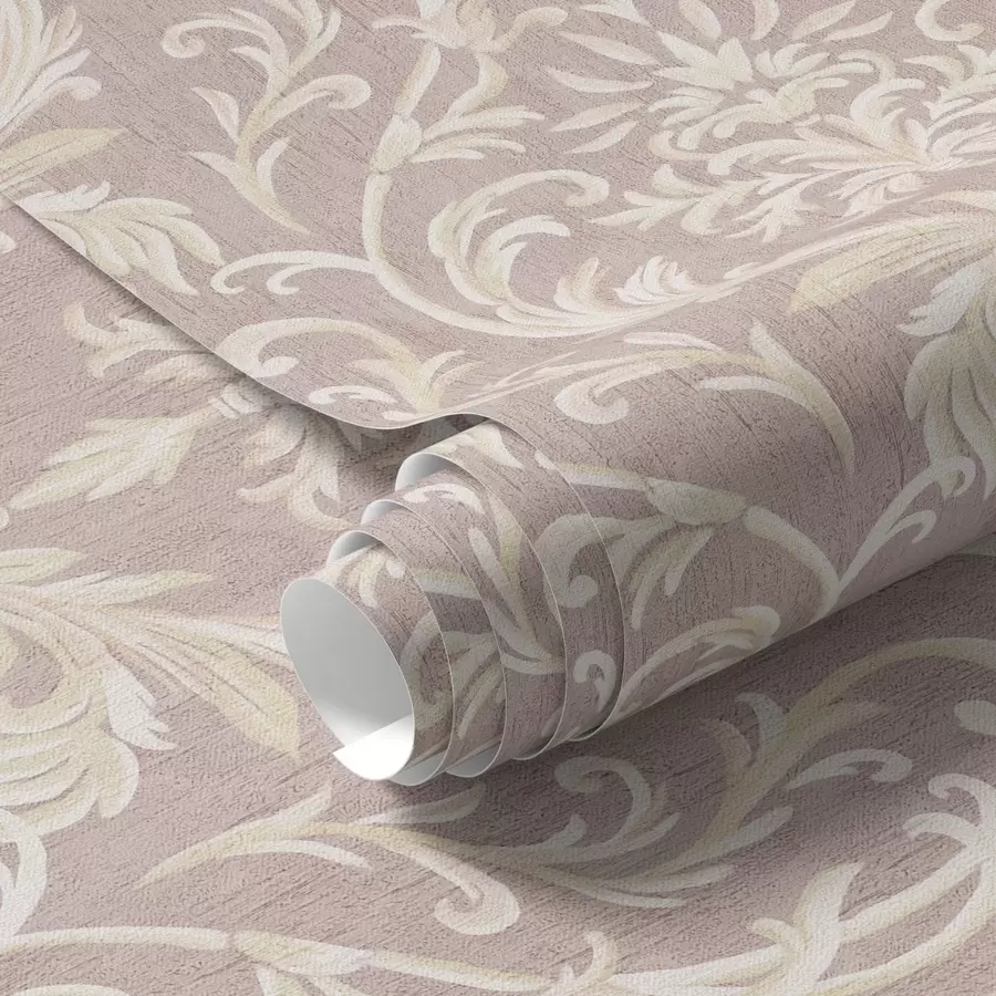 wall murals Classic damask on pink background, baroque pattern a00227