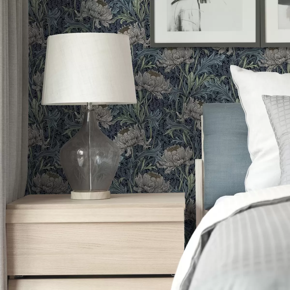 Wallpaper Vintage peonies on a dark background, gothic floral style a00233