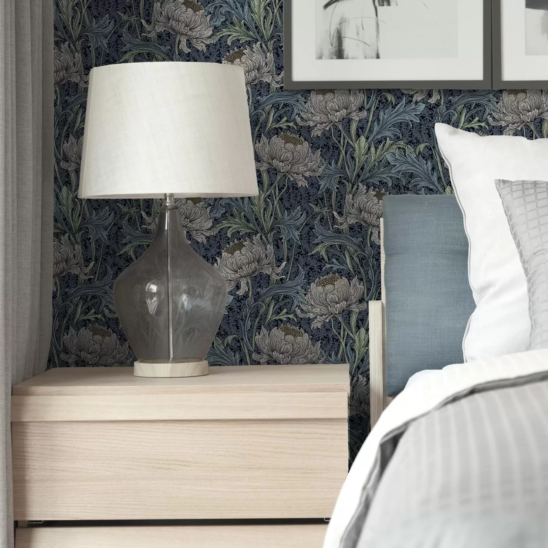 wall murals Vintage peonies on a dark background, gothic floral style a00233