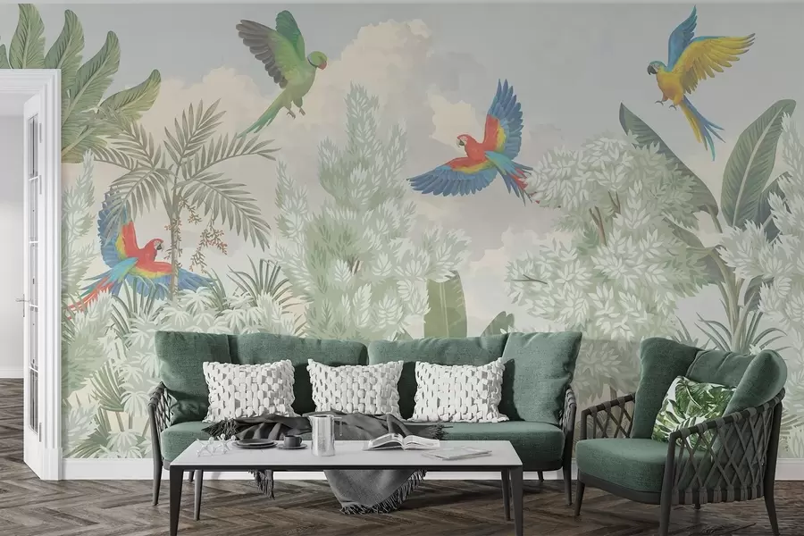 wall murals Parrots in the jungle w04105