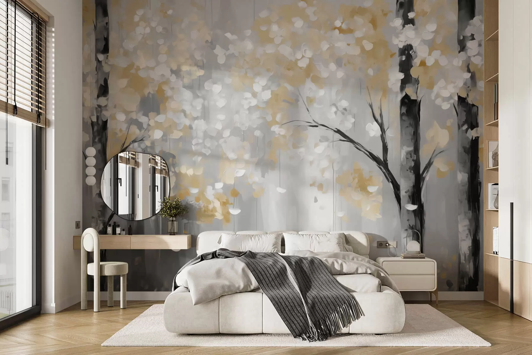 wall murals Abstract trees with imitation strokes w04017