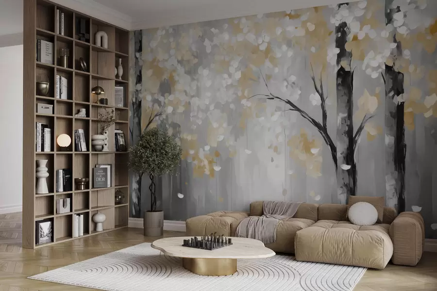wall murals Abstract trees with imitation strokes w04017