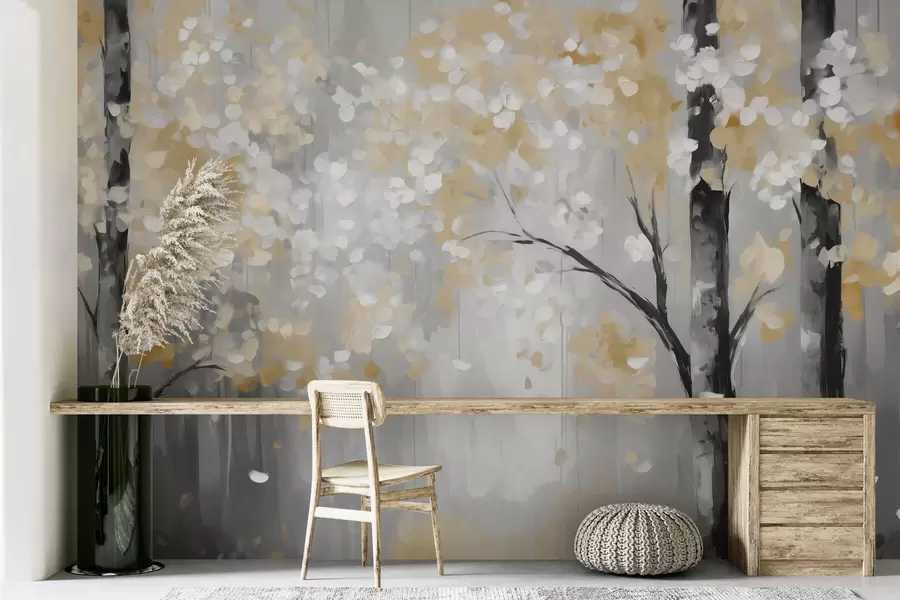 wall murals Abstract trees with imitation strokes w04017