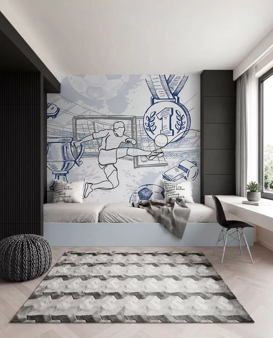 wall murals Football Trophy Sketch w04108
