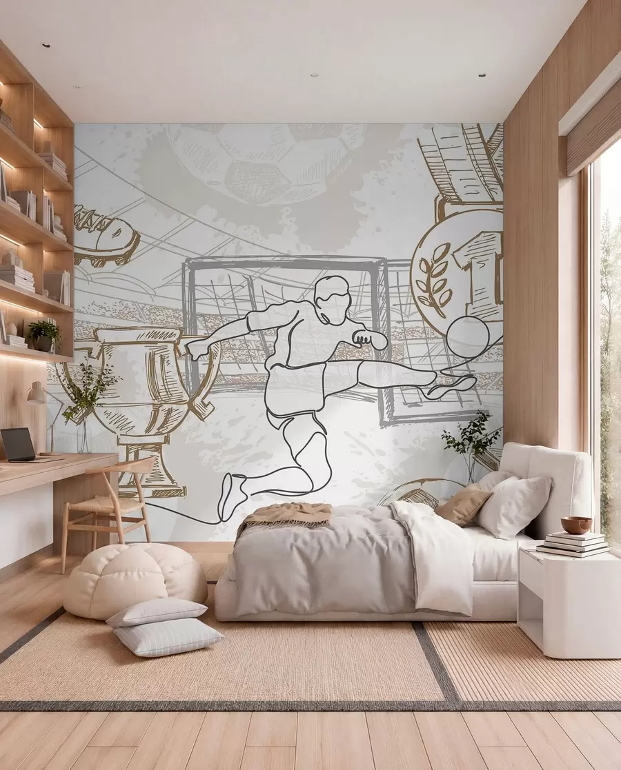 wall murals Football Sketch in Sand w04108v1