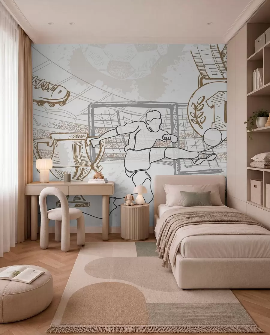 wall murals Football Sketch in Sand w04108v1