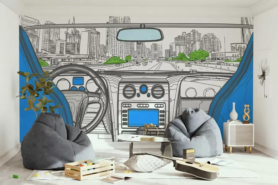 wall murals Contour view from a car w04109v1