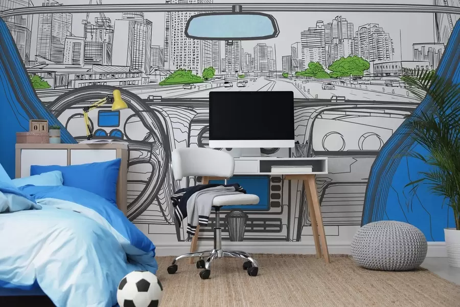 wall murals Contour view from a car w04109v1