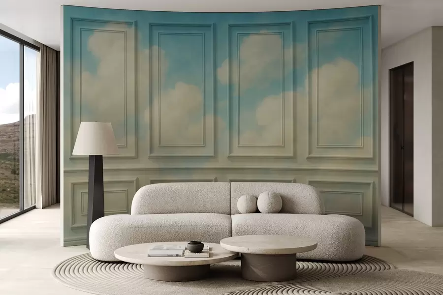 wall murals Moulding imitation with airy clouds w04110