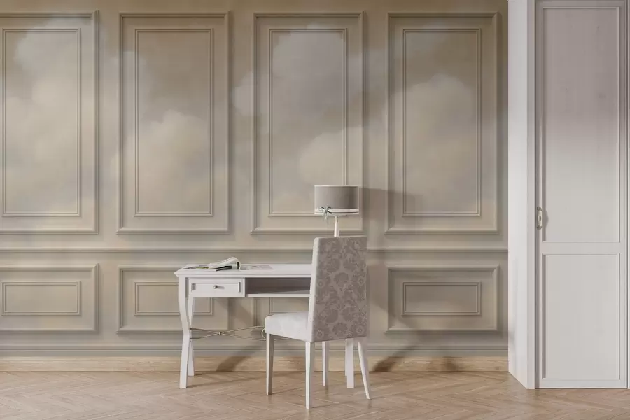 wall murals Moulding imitation with airy clouds w04110v1