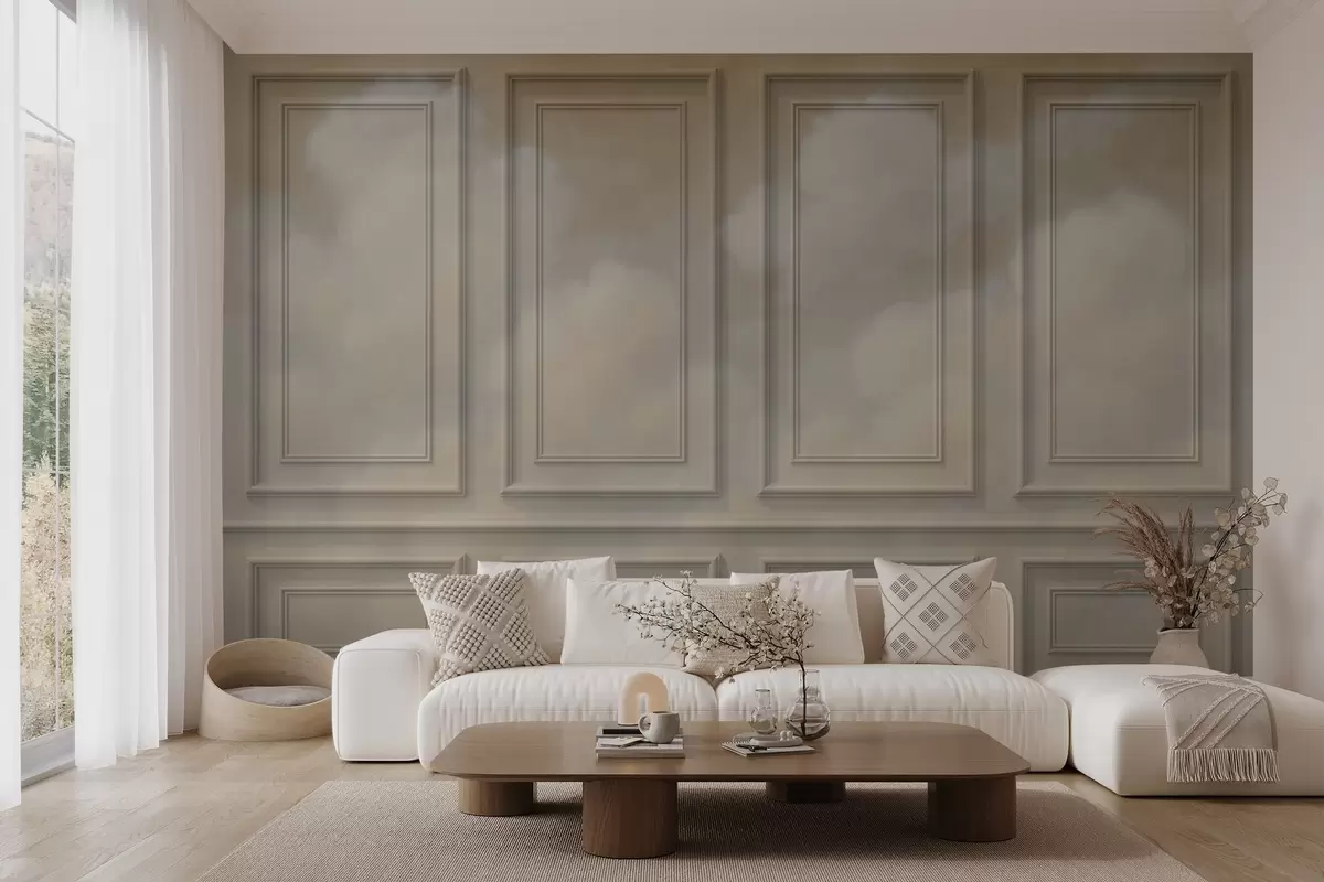 wall murals Moulding imitation with airy clouds w04110v1