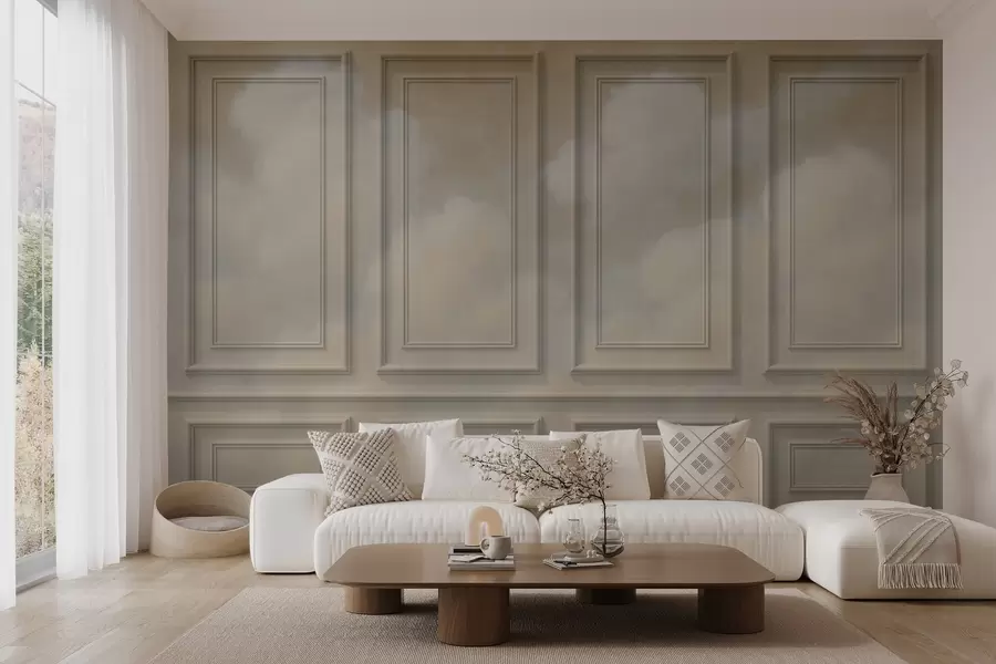 wall murals Moulding imitation with airy clouds w04110v1