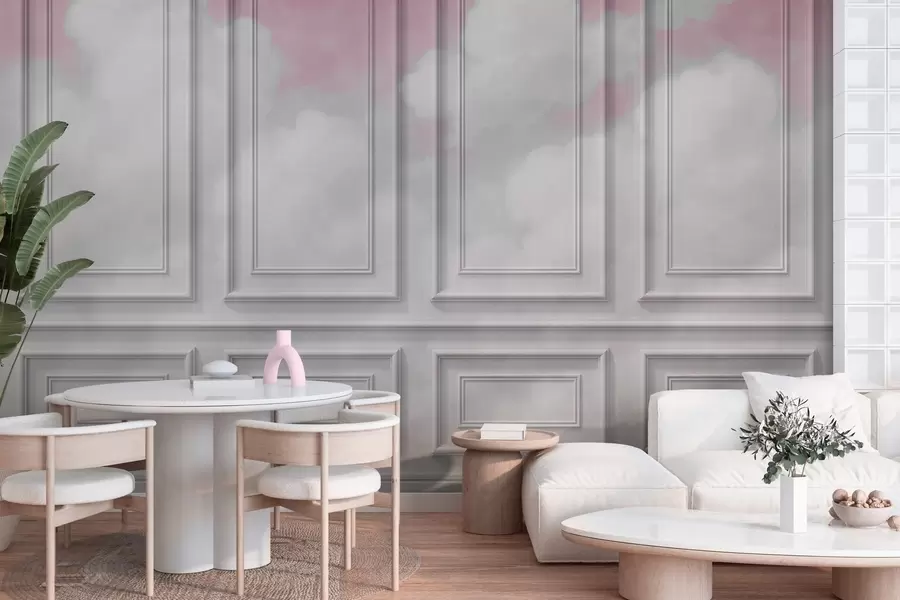 wall murals Moulding imitation with airy clouds w04110v2