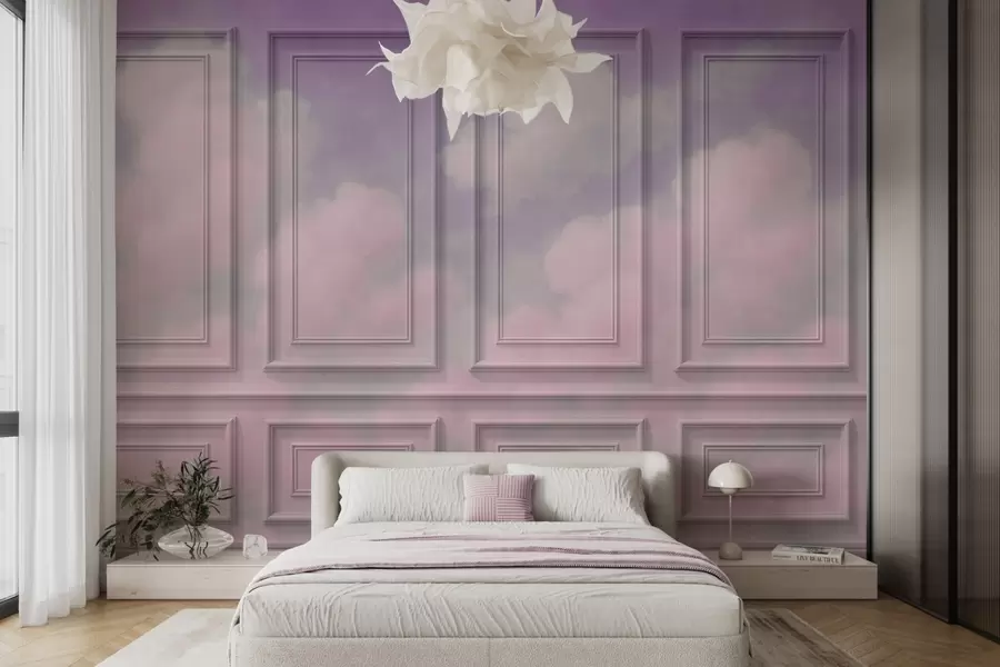 wall murals Moulding imitation with airy clouds w04110v3