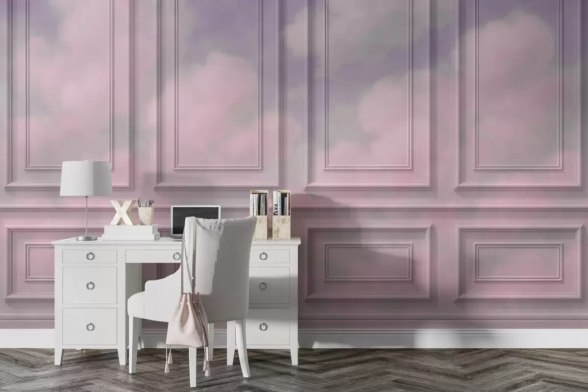 wall murals Moulding imitation with airy clouds w04110v3