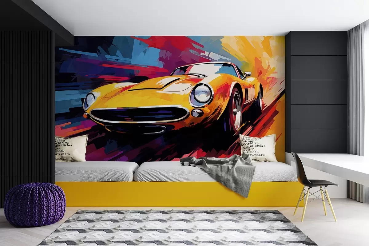 wall murals Car in multicolored tones w04128