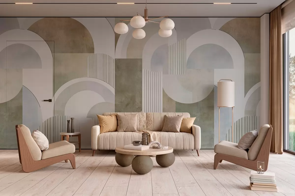 wall murals Art deco style abstract geometry with a retro effect w04079