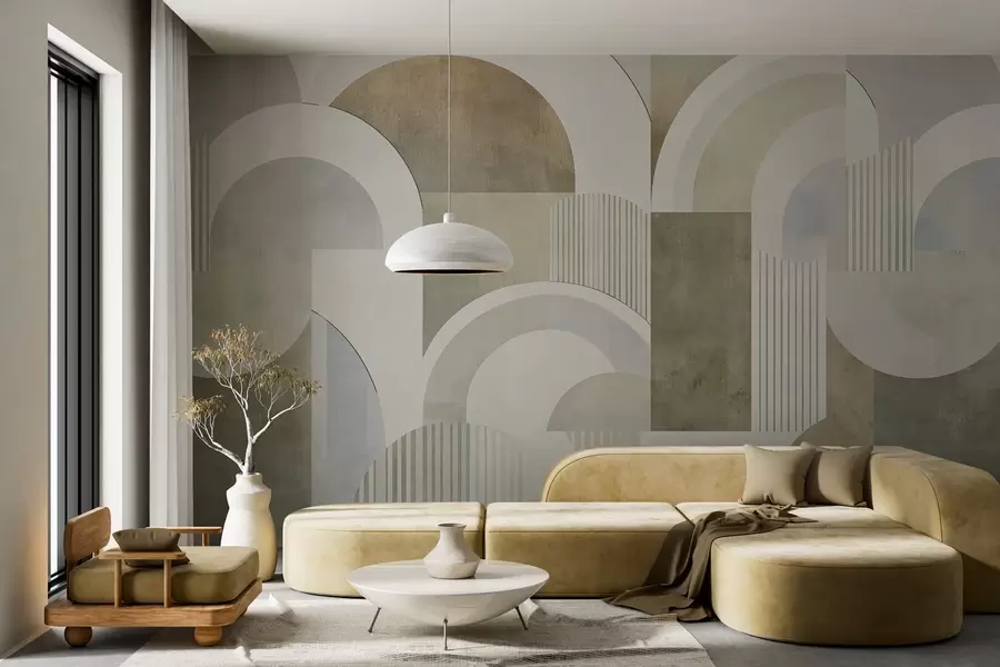 wall murals Art deco style abstract geometry with a retro effect w04079