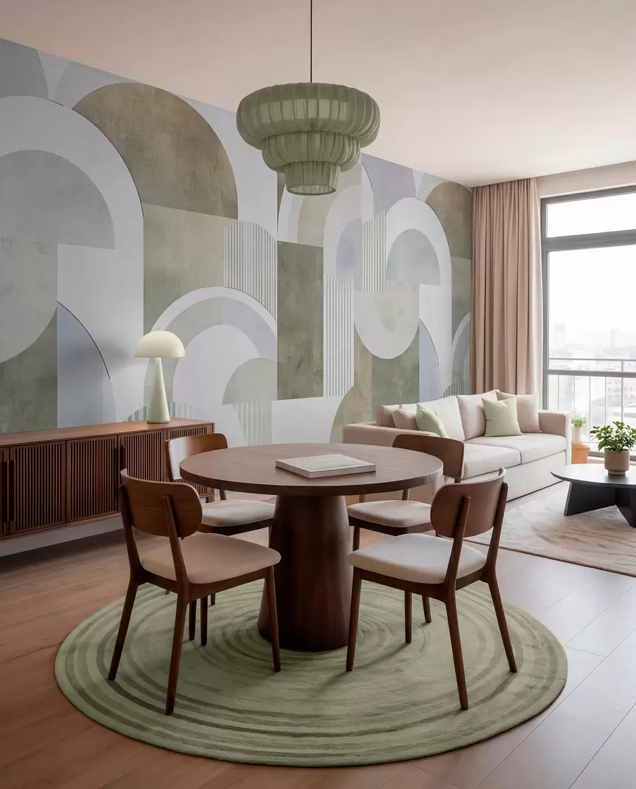 wall murals Art deco style abstract geometry with a retro effect w04079