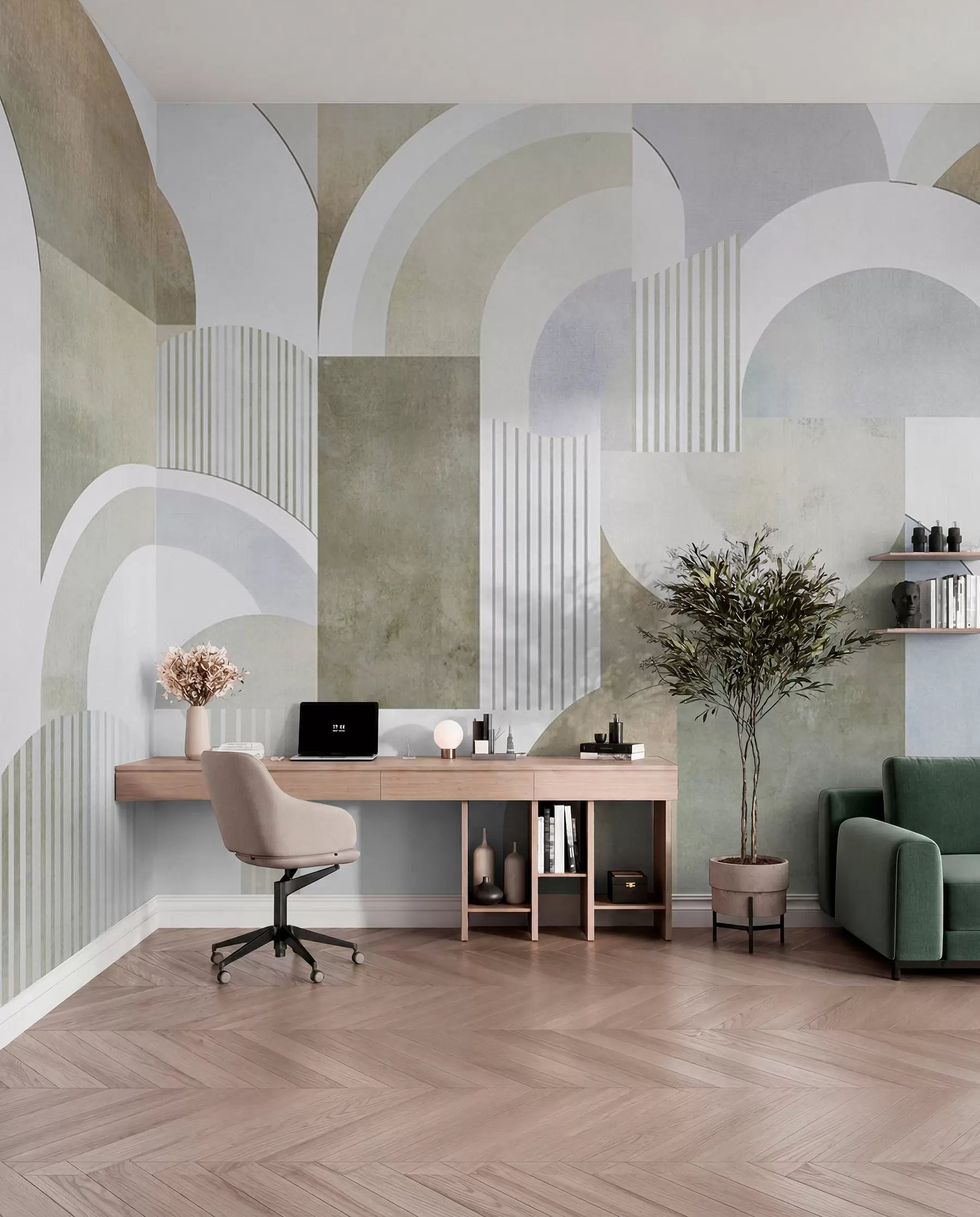 wall murals Art deco style abstract geometry with a retro effect w04079