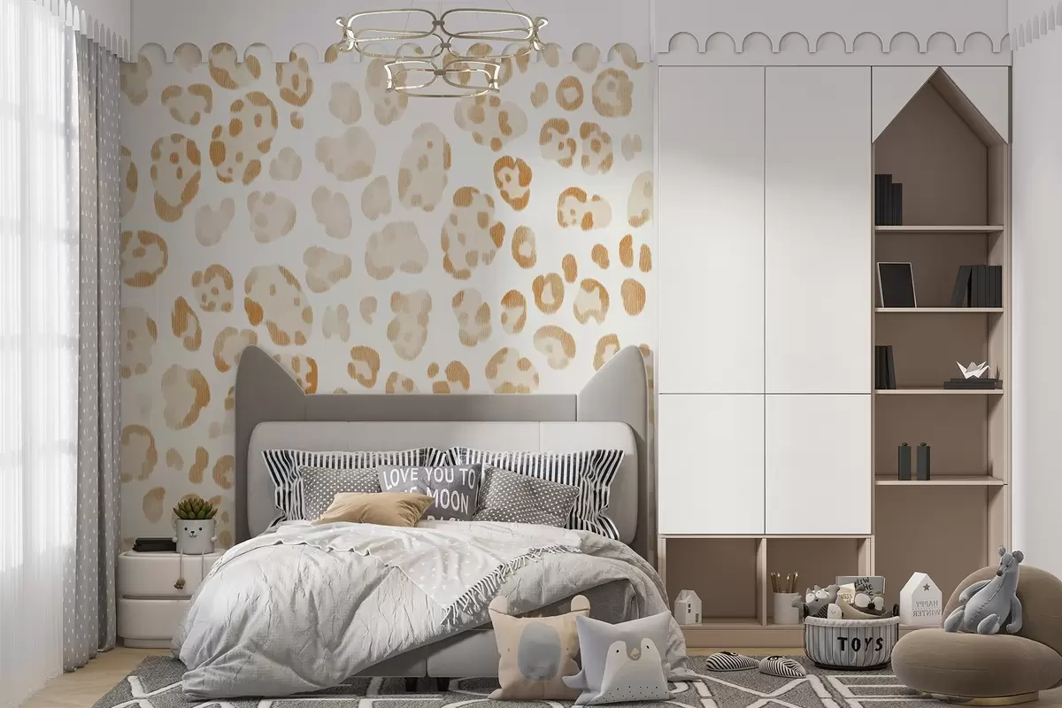 wall murals Leopard print, wool texture, beige color w04112v1