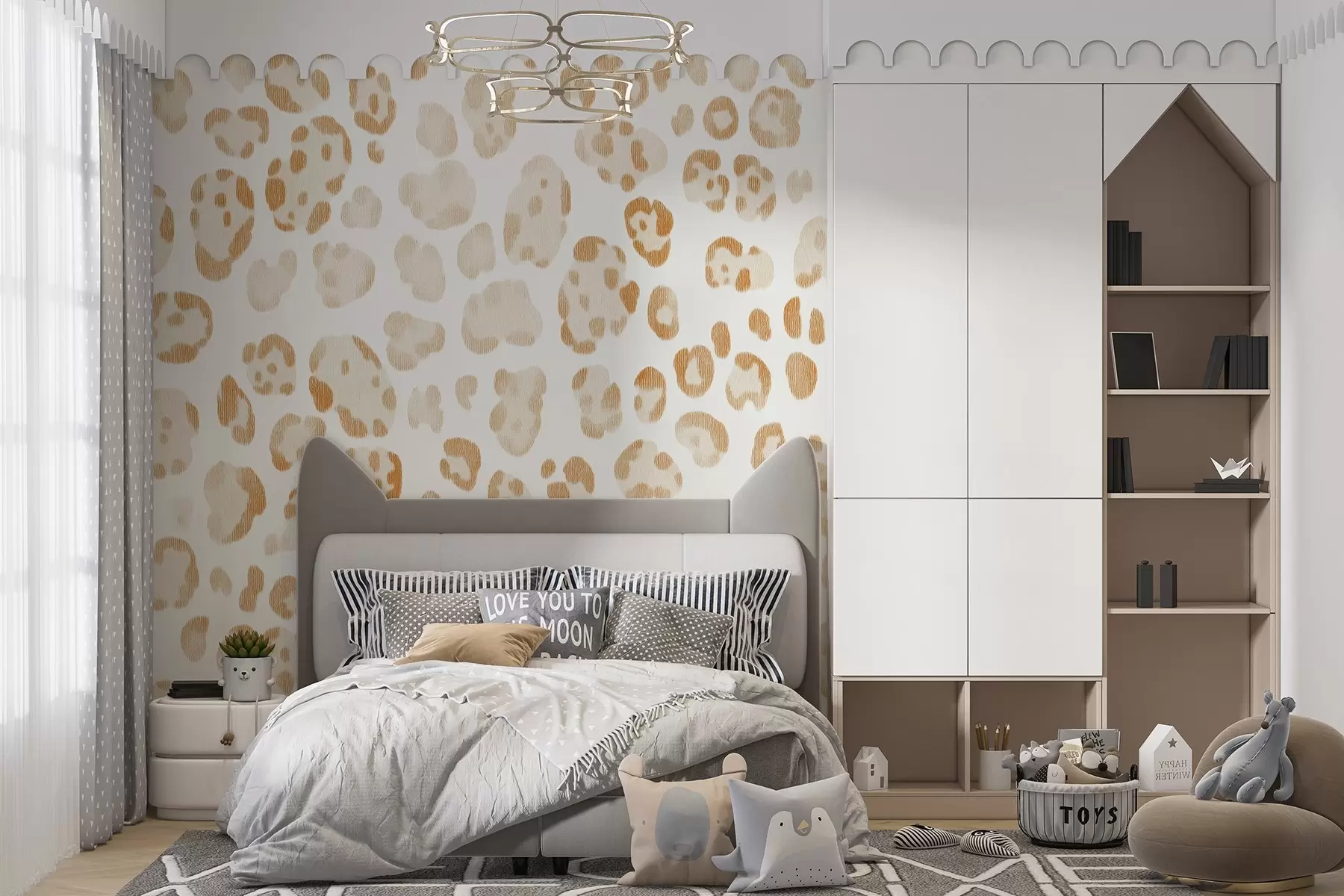 wall murals Leopard print, wool texture, beige color w04112v1