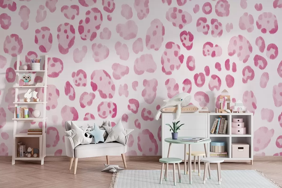 wall murals Leopard print, wool texture, pink color w04112v2